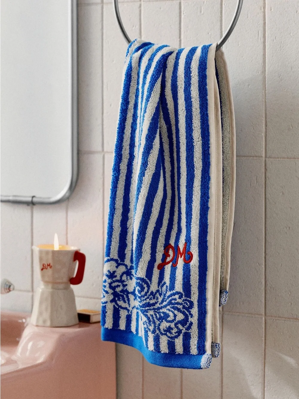 Anthropologie Damson Madder Cotton Woven Hand Towel